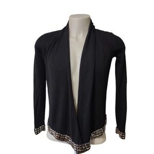 INC International Concepts Womens Black Studded Open Front Cardigan Sweater M